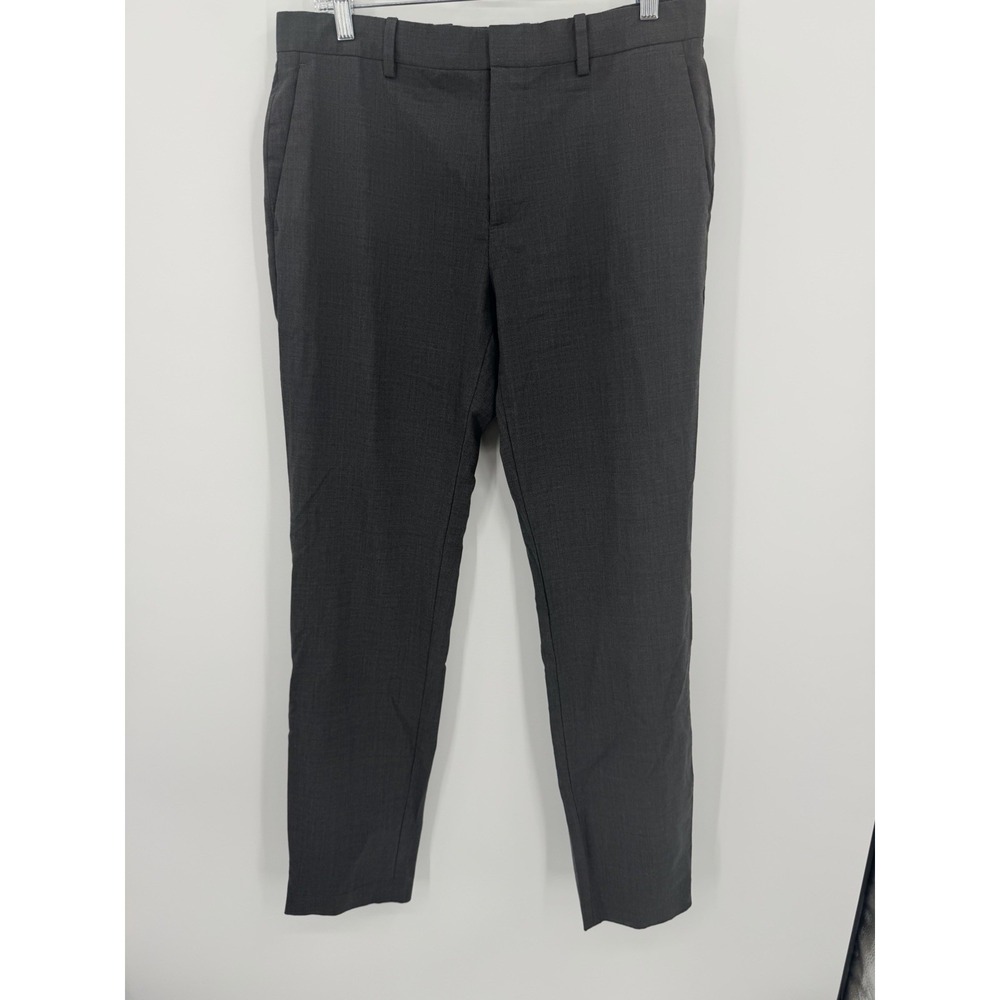 Theory Men Pant Charcoal Melange Grey 32 X 32 Curtis Travel Motion Wool Straight
